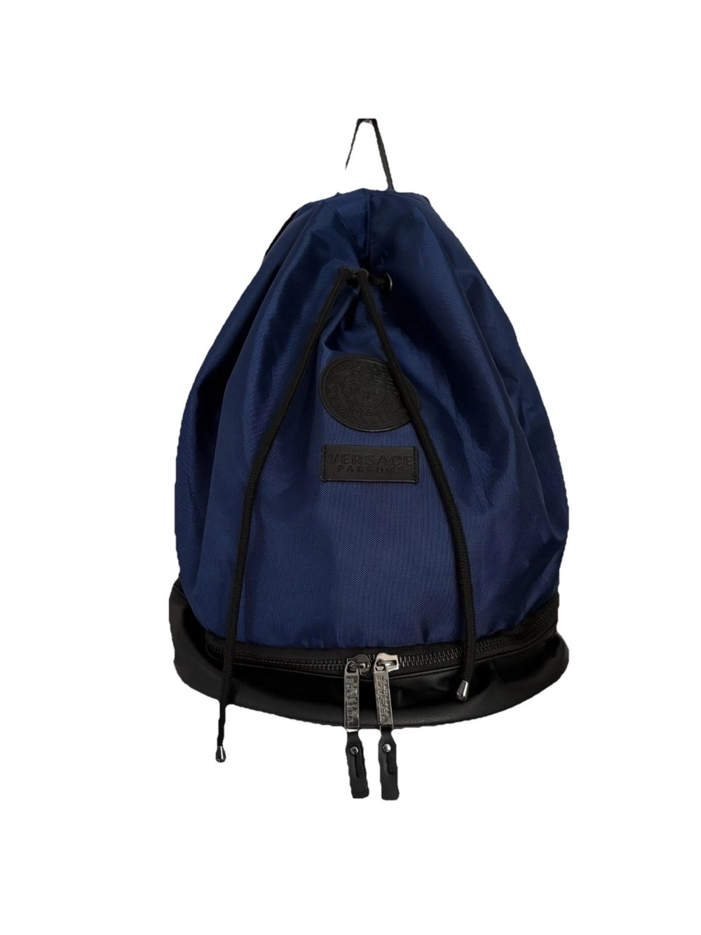 Versace Parfum Navy and Black Drawstring Sling Backpack very clean unisex